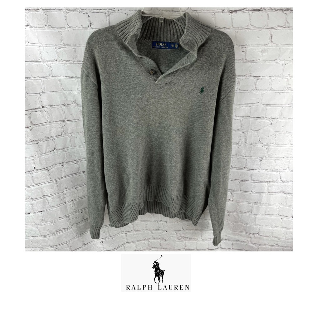 POLO RALPH LAUREN WOOL HALF ZIP PULLOVER SWEATER